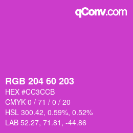 カラーコード: RGB 204 60 203 | qconv.com