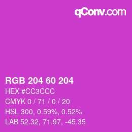 カラーコード: RGB 204 60 204 | qconv.com