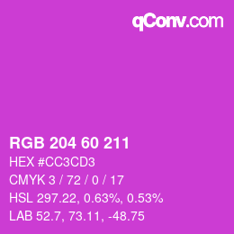 颜色代码: RGB 204 60 211 | qconv.com