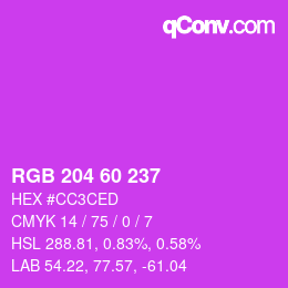 颜色代码: RGB 204 60 237 | qconv.com