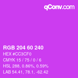 カラーコード: RGB 204 60 240 | qconv.com