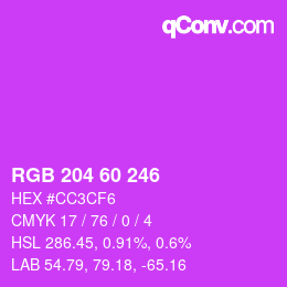 カラーコード: RGB 204 60 246 | qconv.com