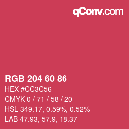 Farbcode: RGB 204 60 86 | qconv.com