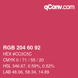 カラーコード: RGB 204 60 92 | qconv.com