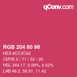 Color code: RGB 204 60 98 | qconv.com