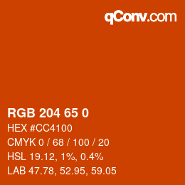 Color code: RGB 204 65 0 | qconv.com