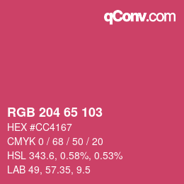 カラーコード: RGB 204 65 103 | qconv.com