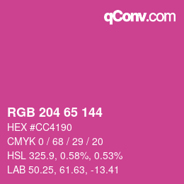 Color code: RGB 204 65 144 | qconv.com