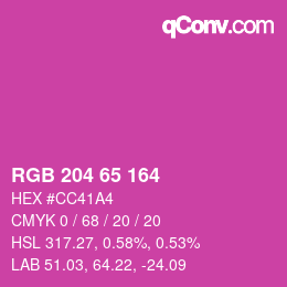 カラーコード: RGB 204 65 164 | qconv.com