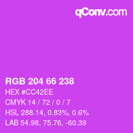 カラーコード: RGB 204 66 238 | qconv.com