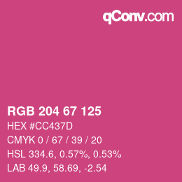 Color code: RGB 204 67 125 | qconv.com