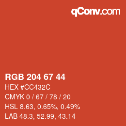 Farbcode: RGB 204 67 44 | qconv.com