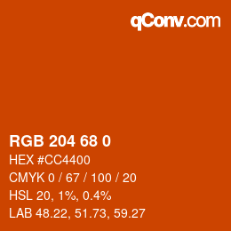 カラーコード: RGB 204 68 0 | qconv.com