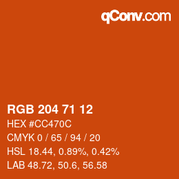 Color code: RGB 204 71 12 | qconv.com