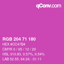 Color code: RGB 204 71 180 | qconv.com