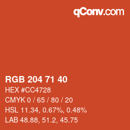 Color code: RGB 204 71 40 | qconv.com