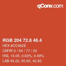 カラーコード: RGB 204 72.8 46.4 | qconv.com