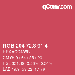 カラーコード: RGB 204 72.8 91.4 | qconv.com