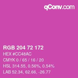 Color code: RGB 204 72 172 | qconv.com