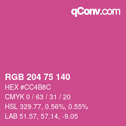 Color code: RGB 204 75 140 | qconv.com