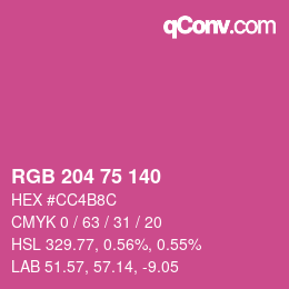 Color code: RGB 204 75 140 | qconv.com