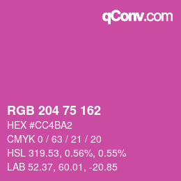 Color code: RGB 204 75 162 | qconv.com