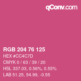 Farbcode: RGB 204 76 125 | qconv.com