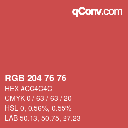 Color code: RGB 204 76 76 | qconv.com