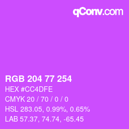 Color code: RGB 204 77 254 | qconv.com