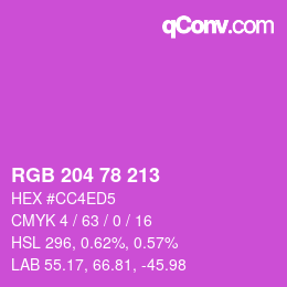 颜色代码: RGB 204 78 213 | qconv.com
