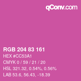 Color code: RGB 204 83 161 | qconv.com