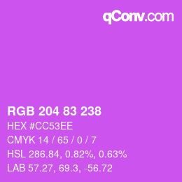 颜色代码: RGB 204 83 238 | qconv.com
