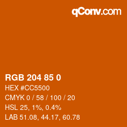 颜色代码: RGB 204 85 0 | qconv.com