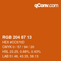 Color code: RGB 204 87 13 | qconv.com