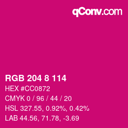 カラーコード: RGB 204 8 114 | qconv.com