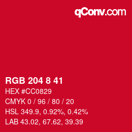 Color code: RGB 204 8 41 | qconv.com