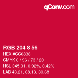 Color code: RGB 204 8 56 | qconv.com