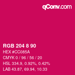 Color code: RGB 204 8 90 | qconv.com