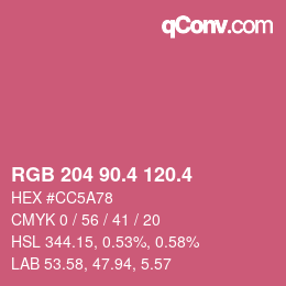 カラーコード: RGB 204 90.4 120.4 | qconv.com