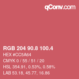 カラーコード: RGB 204 90.8 100.4 | qconv.com