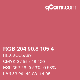 カラーコード: RGB 204 90.8 105.4 | qconv.com