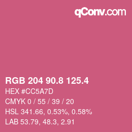 カラーコード: RGB 204 90.8 125.4 | qconv.com