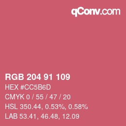 Código de color: RGB 204 91 109 | qconv.com