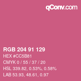 カラーコード: RGB 204 91 129 | qconv.com