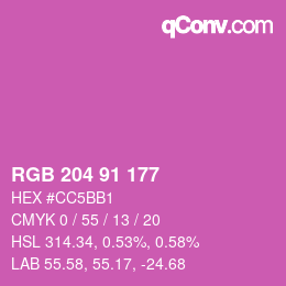 カラーコード: RGB 204 91 177 | qconv.com