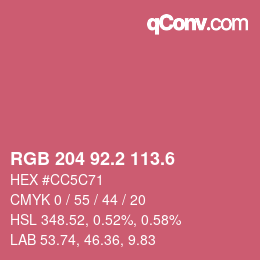 カラーコード: RGB 204 92.2 113.6 | qconv.com