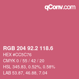 カラーコード: RGB 204 92.2 118.6 | qconv.com