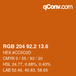 カラーコード: RGB 204 92.2 13.6 | qconv.com