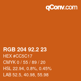 Color code: RGB 204 92.2 23 | qconv.com