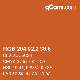 カラーコード: RGB 204 92.2 38.6 | qconv.com